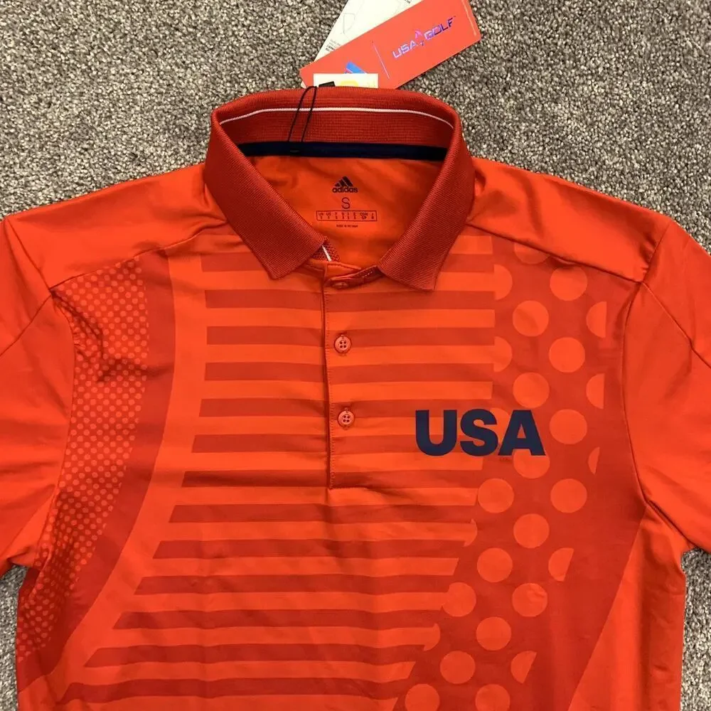 adidas USA Olympic Team Official Golf Red Polo Men's Size S - Small - NWT $85